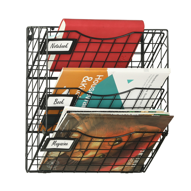 2 Pack Wall Mounted Mesh File Organizer with 4 Adjustable Dividers