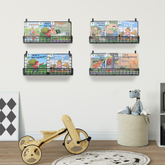 4 Tier Metal Wall Mounted Metal Kids Bookshelf, Floating Book Shelves for Kids Toddler Classroom