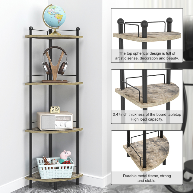 4 Tier Corner Shelf Free Standing Corner Shelves Multipurpose Corner Display Rack