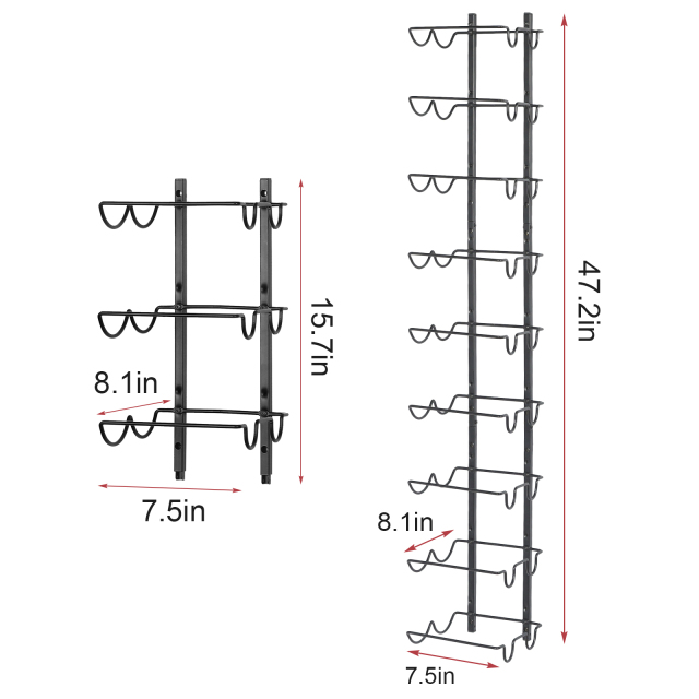 36 Bottle Wall Mounted Adjustable and Separable Metal Hanging Wine Bottle Holder Rack
