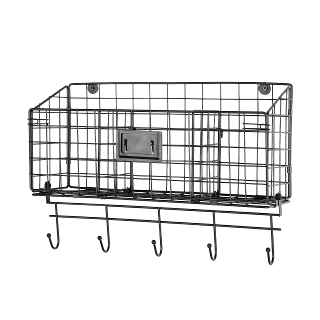 Wire Basket Desk Organizer Adjustable Divider and Tag Slot Wall Mounted Files Organizer