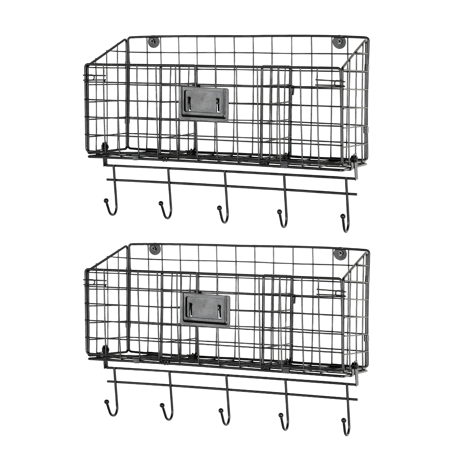 Wire Basket Desk Organizer Adjustable Divider and Tag Slot Wall Mounted Files Organizer