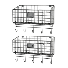 Wire Basket Desk Organizer Adjustable Divider and Tag Slot Wall Mounted Files Organizer