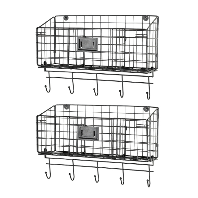 Wire Basket Desk Organizer Adjustable Divider and Tag Slot Wall Mounted Files Organizer