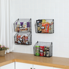 4 Tier Hanging Metal Wire Basket Bin Foldable Wall Mount File Holder Sorter Magazine Mail Rack
