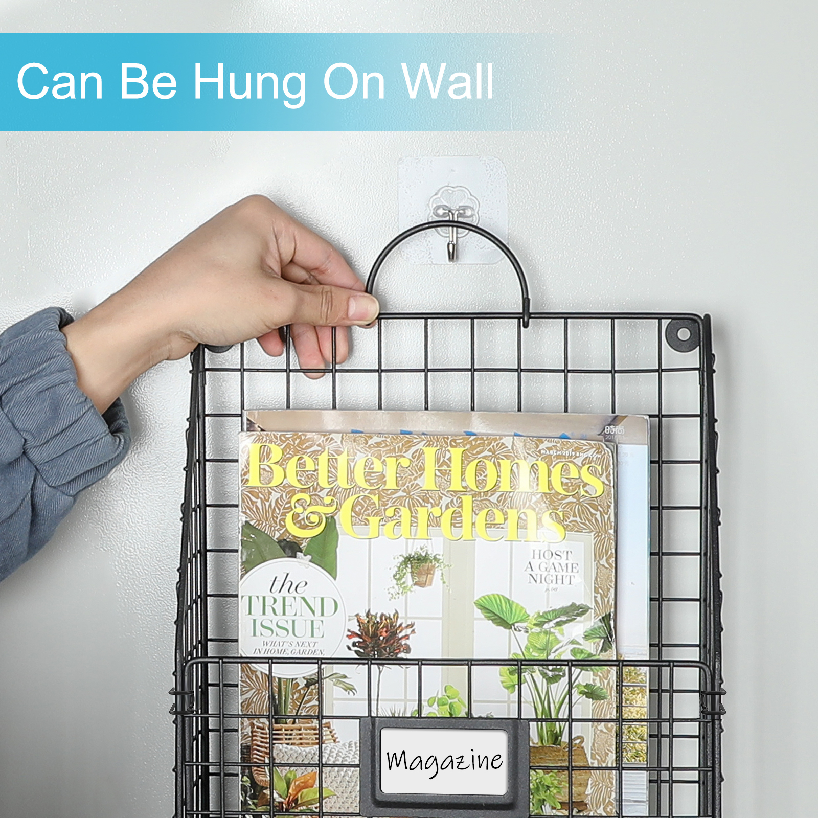 Hanging Wall File Holder Organizer Metal Wall Mount File Folders Magazine Rack