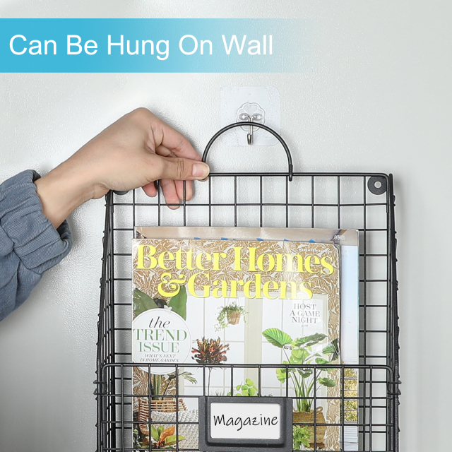Hanging Wall File Holder Organizer Metal Wall Mount File Folders Magazine Rack