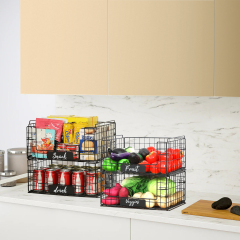 4 Pack XXL Stackable Wire Baskets with Handles for Pantry Storage and Organization,