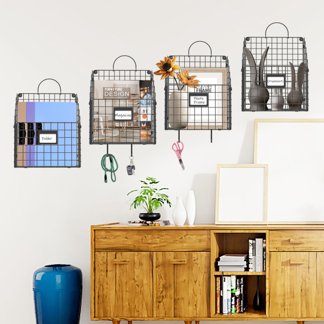 Hanging Wall File Holder Organizer Metal Wall Mount File Folders Holder Magazine Rack