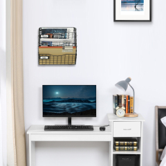 2 Pack Wall Mounted Mesh File Organizer with 4 Adjustable Dividers