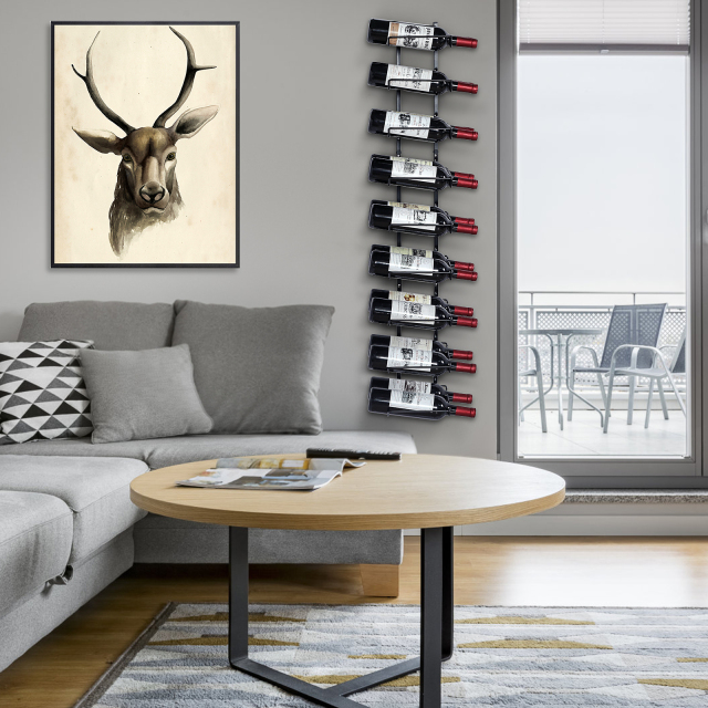 36 Bottle Wall Mounted Adjustable and Separable Metal Hanging Wine Bottle Holder Rack