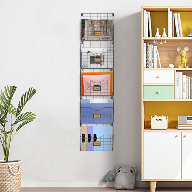 5 Tier Over the Door File Organizer Stackable Hanging Wall Files Rack