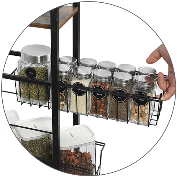 New Design Multiuse 4 Tier Slim Rolling Utility Slide Out Wire Baskets Narrow Storage Cart