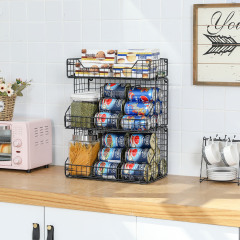 3-tier Stackable Wire Baskets for Pantry Organizers and Storage