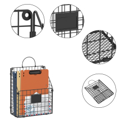 Hanging Wall File Holder Organizer Metal Wall Mount File Folders Holder Magazine Rack
