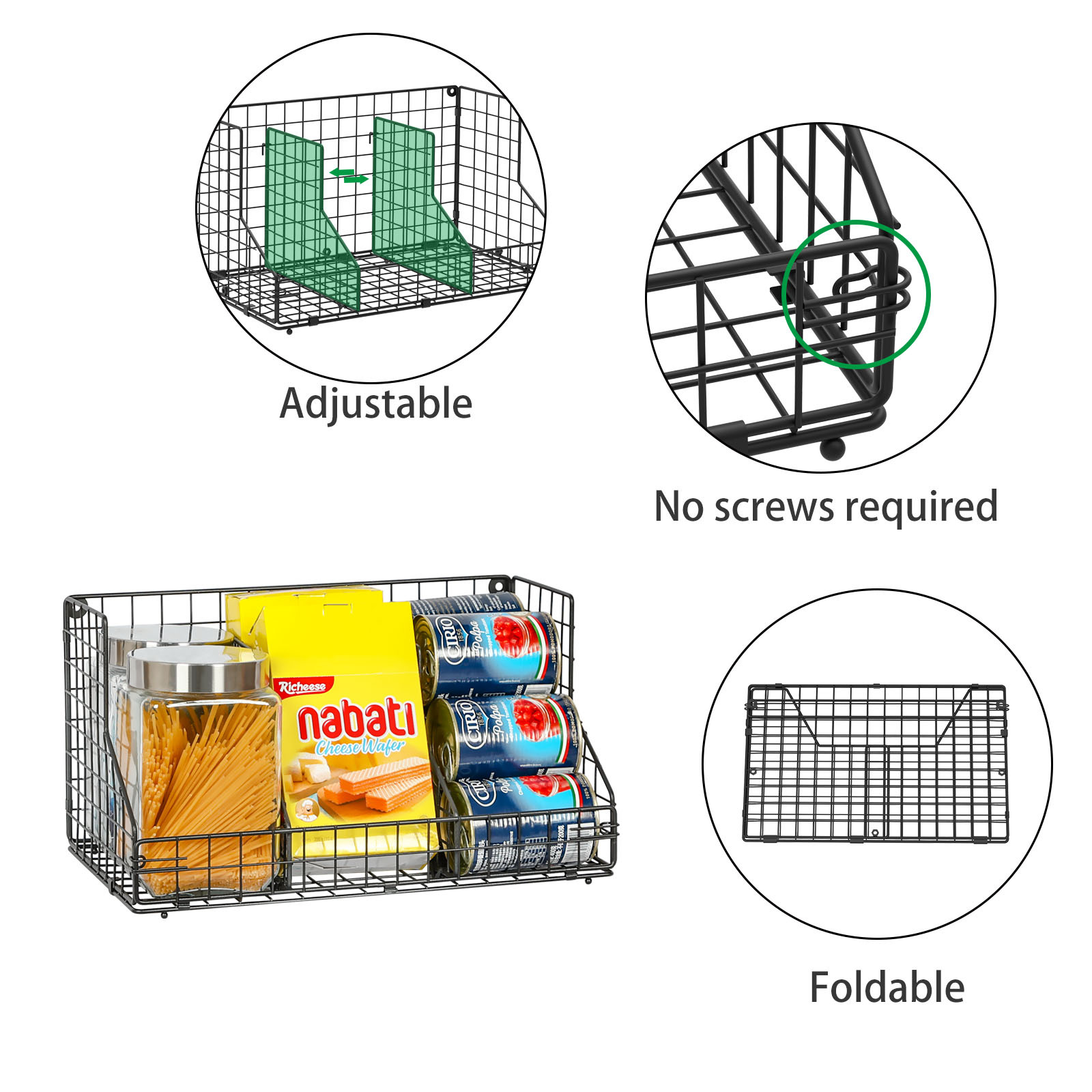 Stackable Wire Baskets for Pantry Organizers and Storage