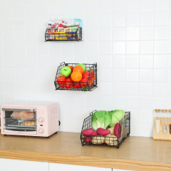 3 Tier Fruit and Vegetable Basket Wall-Mounted & Countertop Organizer for Potato Onion Stackable Wire Baskets