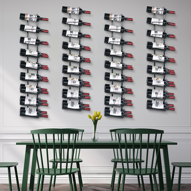 36 Bottle Wall Mounted Adjustable and Separable Metal Hanging Wine Bottle Holder Rack