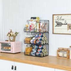 3 Tier Large Stackable Wire Baskets for Pantry Organizers and Storage