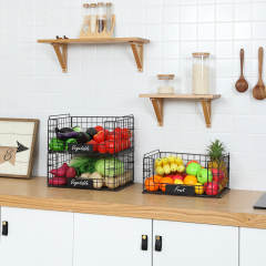 4 Pack XXL Stackable Wire Baskets with Handles for Pantry Storage and Organization,