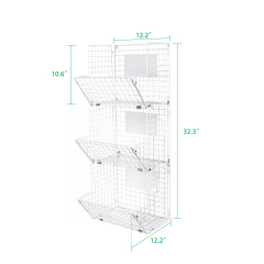 3 Tier Wall Storage Basket Organizer with Hanging Hooks Chalkboards, Rustic Kitchen Fruit Produce Bin Rack Bathroom Tower Baskets (white)