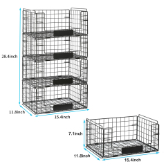 4 Pack XXL Stackable Wire Baskets with Handles for Pantry Storage and Organization,