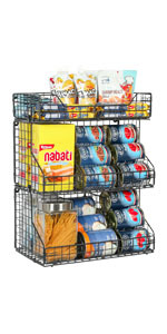 3-tier Stackable Wire Baskets for Pantry Organizers and Storage