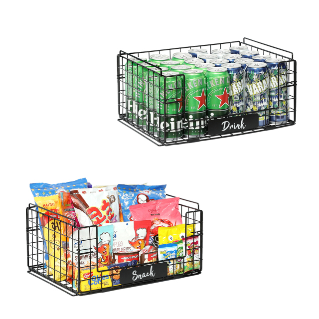 4 Pack XXL Stackable Wire Baskets with Handles for Pantry Storage and Organization,