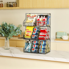 3 Tier Large Stackable Wire Baskets for Pantry Organizers and Storage