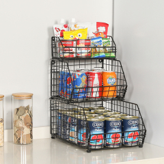 3 Tier Fruit and Vegetable Basket Wall-Mounted & Countertop Organizer for Potato Onion Stackable Wire Baskets