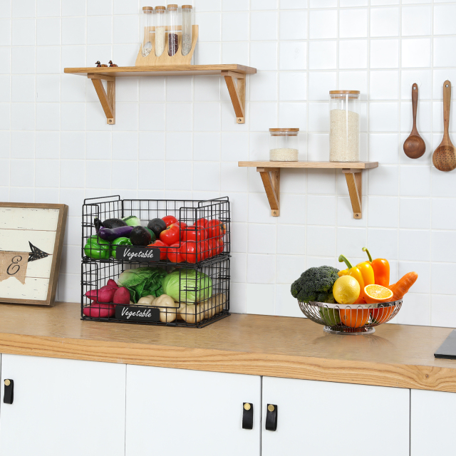 4 Pack XXL Stackable Wire Baskets with Handles for Pantry Storage and Organization,