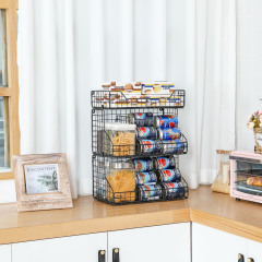 3-tier Stackable Wire Baskets for Pantry Organizers and Storage