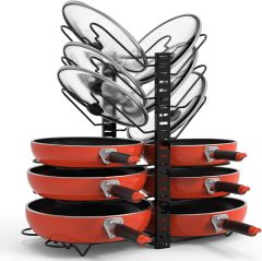 New Product Pan Lid Rack 12 Tier Two-in-One Adjustable Pan Organizer Holder