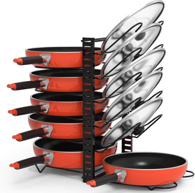 New Product Pan Lid Rack 12 Tier Two-in-One Adjustable Pan Organizer Holder