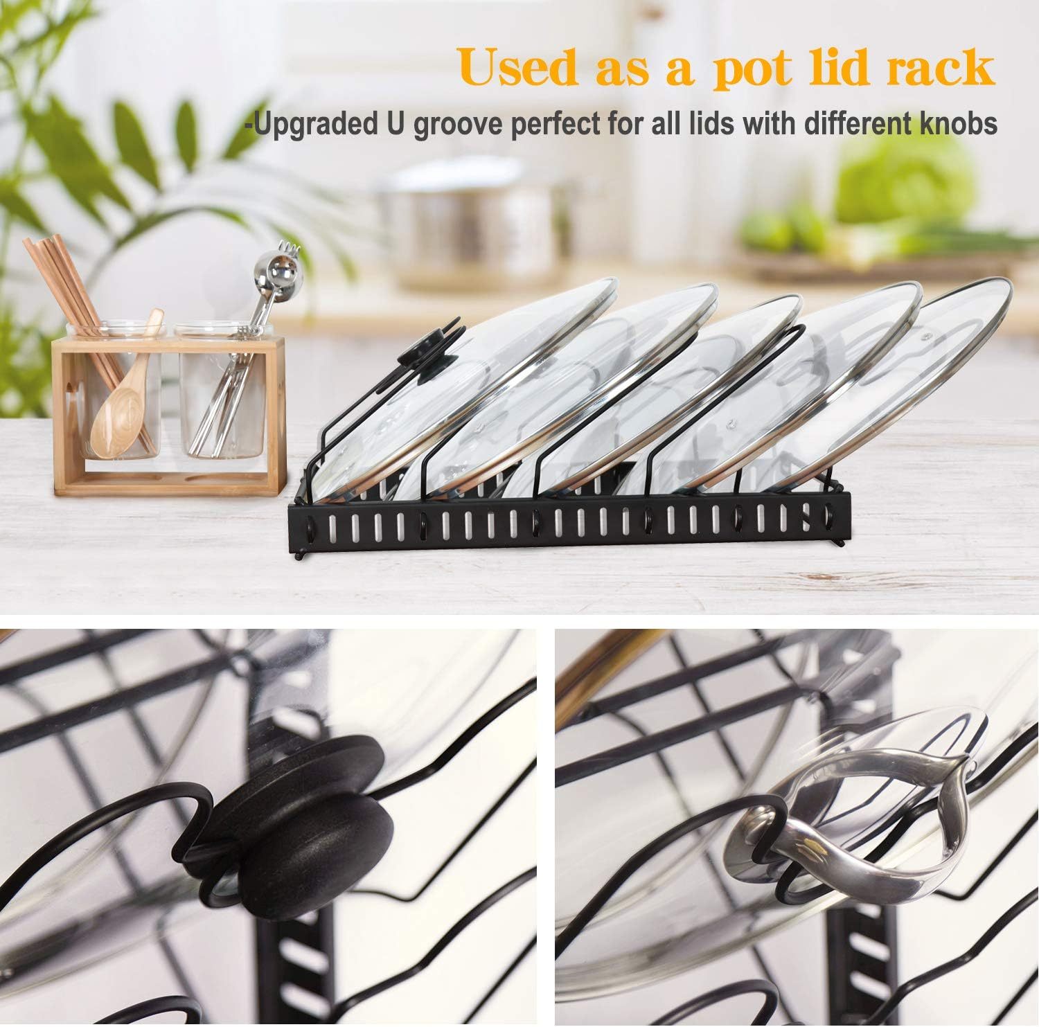 New Product Pan Lid Rack 12 Tier Two-in-One Adjustable Pan Organizer Holder