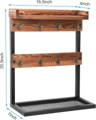 Wood Coffee Mug Holder Wall Mounted 2 Tier Coffee Cup Holder Organizer