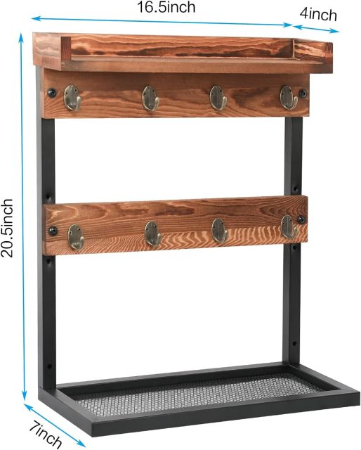 Wood Coffee Mug Holder Wall Mounted 2 Tier Coffee Cup Holder Organizer