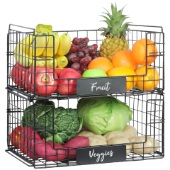 4 Pack XXL Stackable Wire Baskets with Handles for Pantry Storage and Organization,