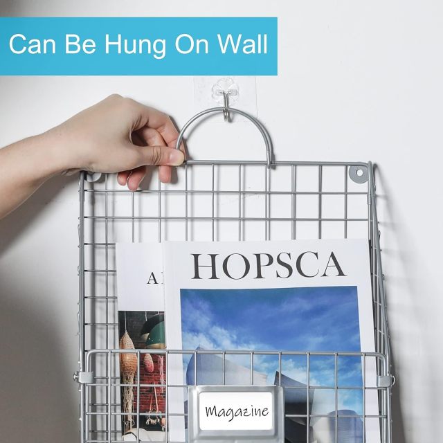 Hanging Wall File Holder Organizer Metal Wall Mount File Folders Magazine Rack