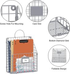 Hanging Wall File Holder Organizer Metal Wall Mount File Folders Magazine Rack