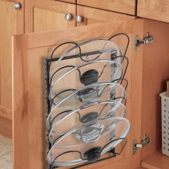 Multifunctinal Black Metal Adjustable Heights Kitchen Pot Lid Organizer Rack