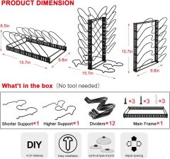 Multifunctinal Black Metal Adjustable Heights Kitchen Pot Lid Organizer Rack
