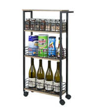 Wholesale 4 Tier Black Rolling Slide Out Mobile Utility Shelves Storage Cart With Wheels
