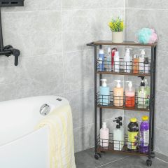 Wholesale 4 Tier Black Rolling Slide Out Mobile Utility Shelves Storage Cart With Wheels
