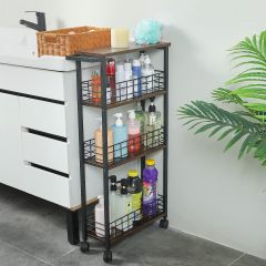 Wholesale 4 Tier Black Rolling Slide Out Mobile Utility Shelves Storage Cart With Wheels