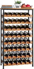 8 Bottles Floor Wine Rack Wood Top Freestanding Wine Bottle Organizer Shelf