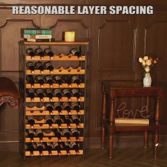 8 Bottles Floor Wine Rack Wood Top Freestanding Wine Bottle Organizer Shelf