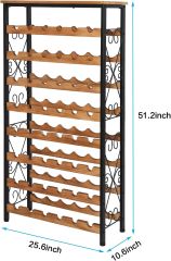 8 Bottles Floor Wine Rack Wood Top Freestanding Wine Bottle Organizer Shelf
