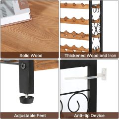 8 Bottles Floor Wine Rack Wood Top Freestanding Wine Bottle Organizer Shelf