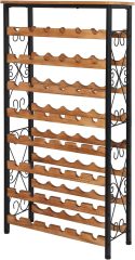 8 Bottles Floor Wine Rack Wood Top Freestanding Wine Bottle Organizer Shelf